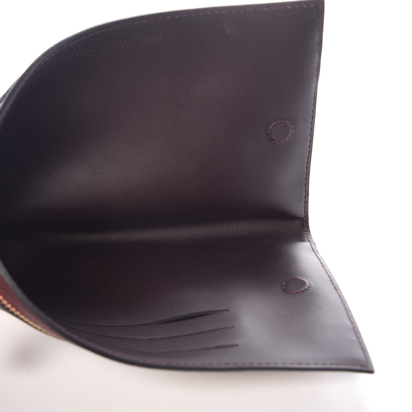 Grainy Calfskin House Check Simon Travel Wallet Wine