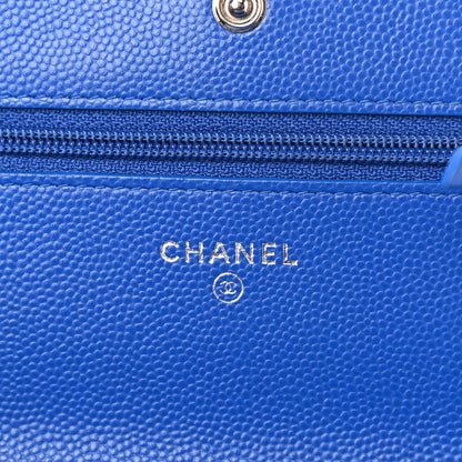 Chanel Caviar Chevron Quilted Wallet On Chain WOC Bright Blue 6 of 12
