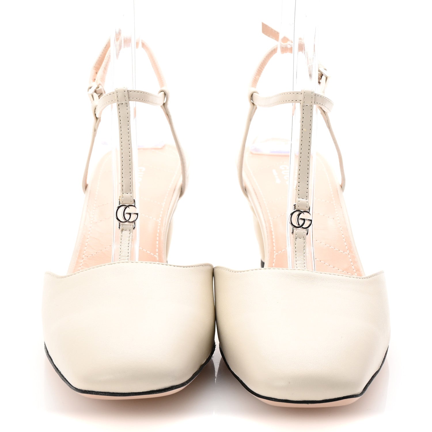 Gucci Nappa Charlotte Petite GG 55mm Slingback Pumps 41 New Mystic White 3 of 9