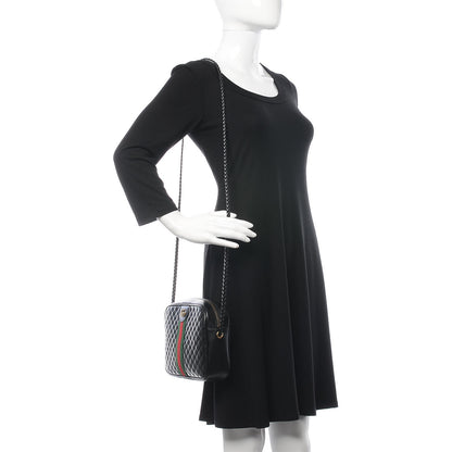 Gucci Calfskin Web Trapuntata Small GG Shoulder Bag Black 2 of 7