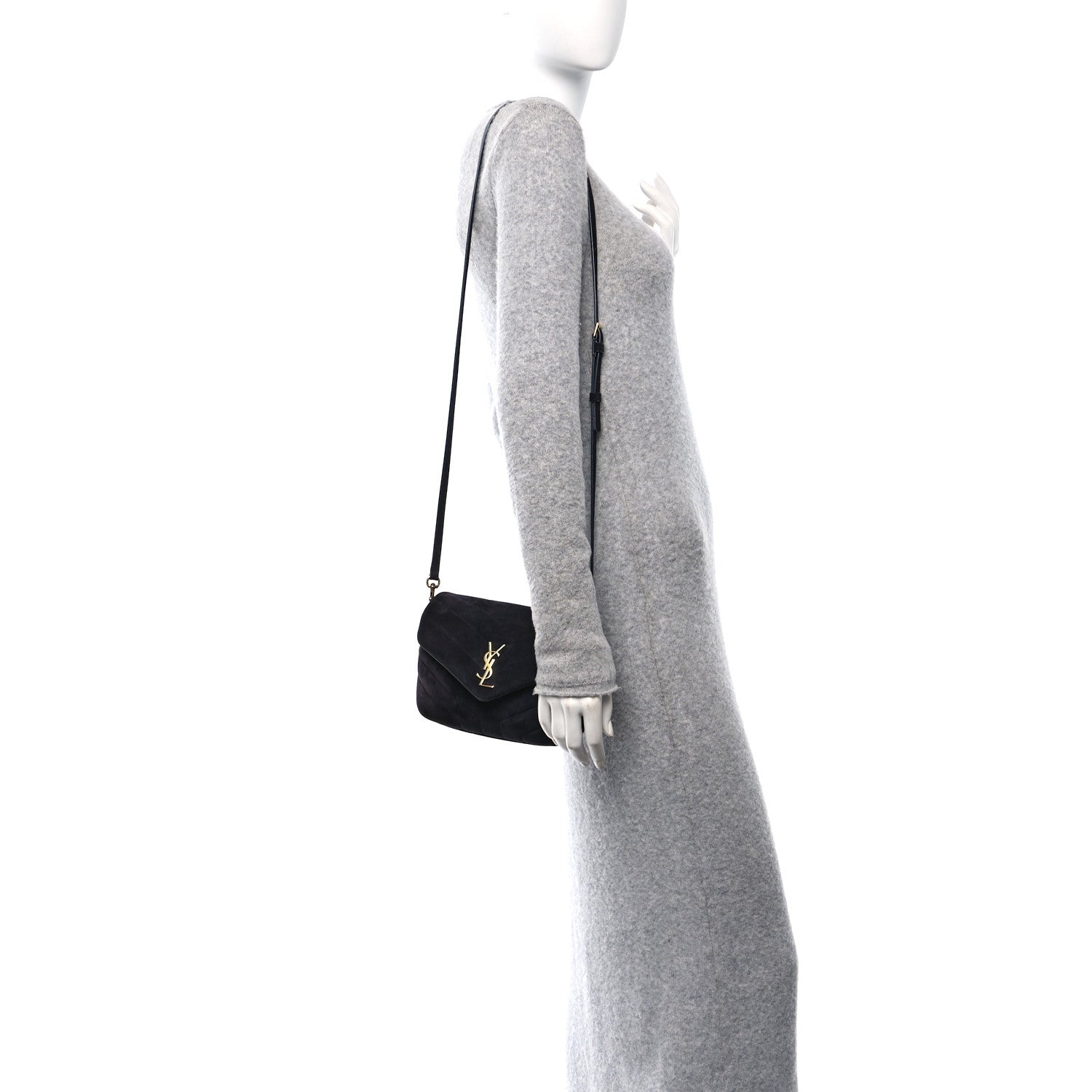 Saint Laurent Suede Toy Loulou Shoulder Bag Deep Marine 3 of 13