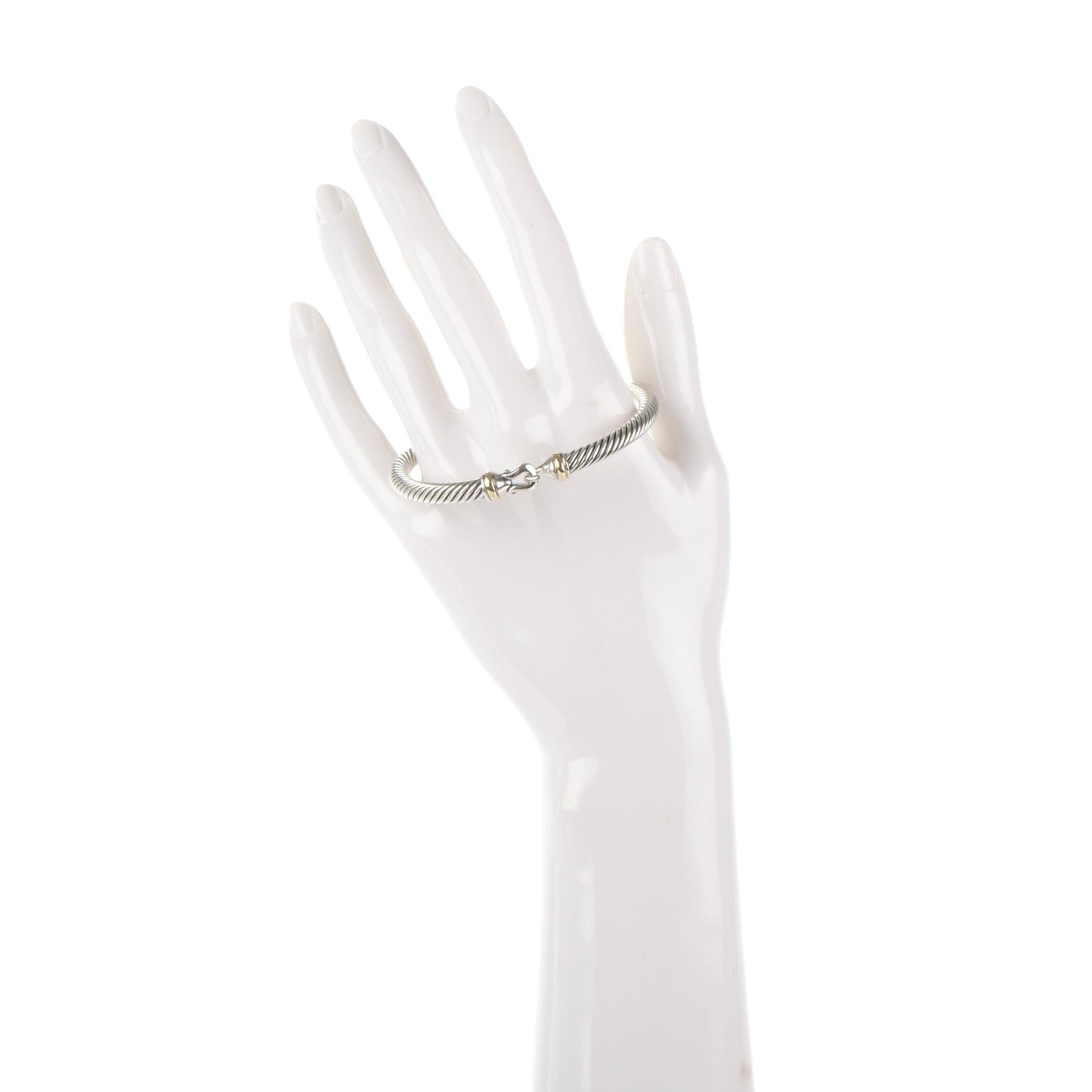 Sterling Silver 18K Yellow Gold 5mm Cable Classic Buckle Bracelet