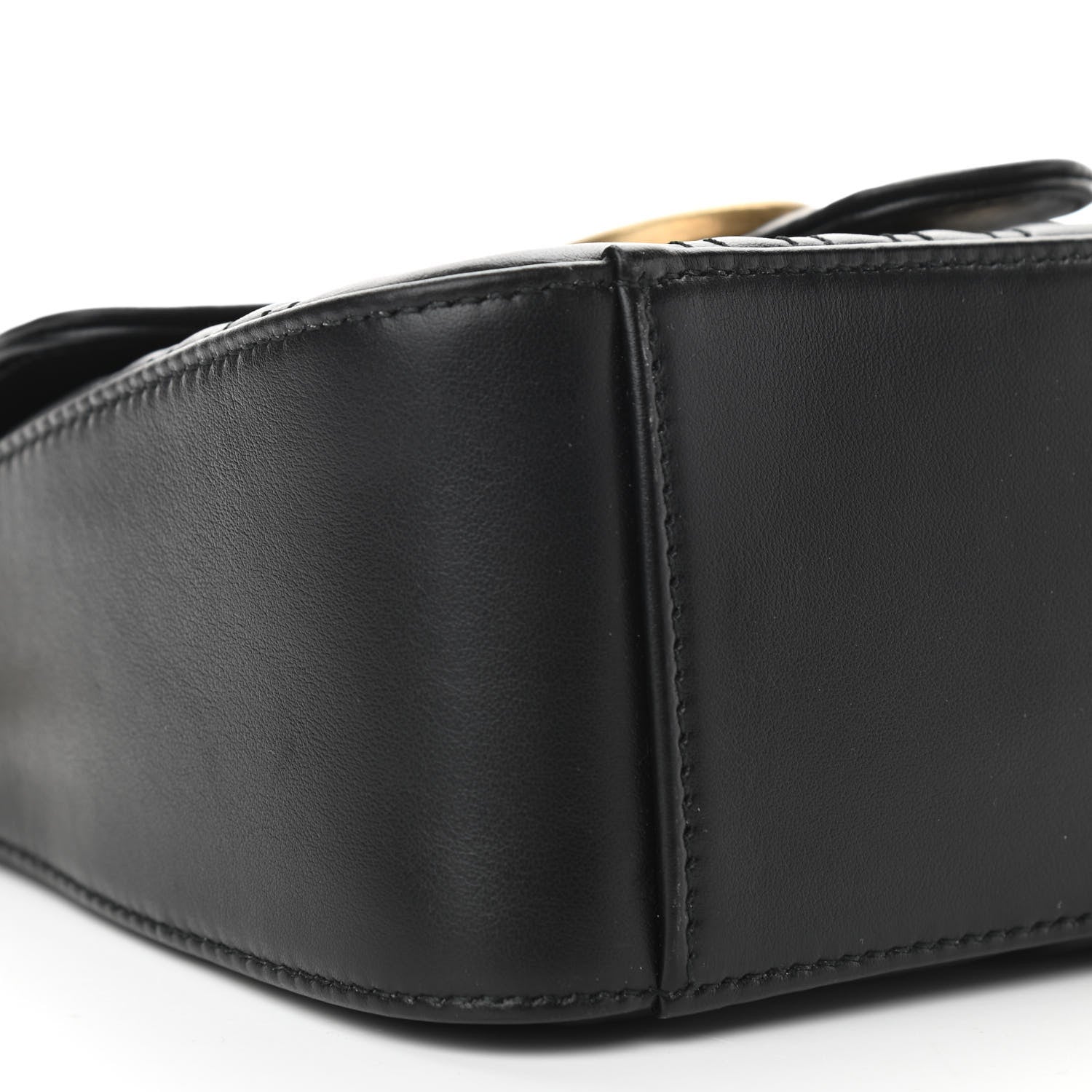 Gucci Calfskin Matelasse Mini GG Marmont Top Handle Shoulder Bag Black 8 of 9