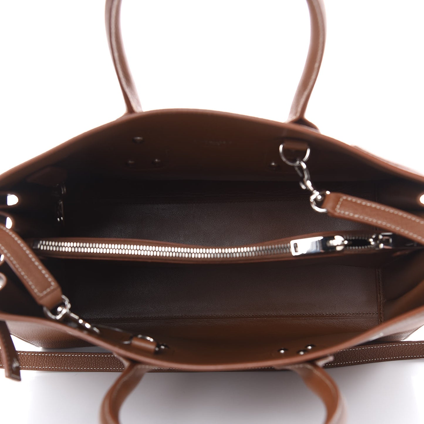 Grained Calfskin Topstitch Small Sac De Jour Cognac