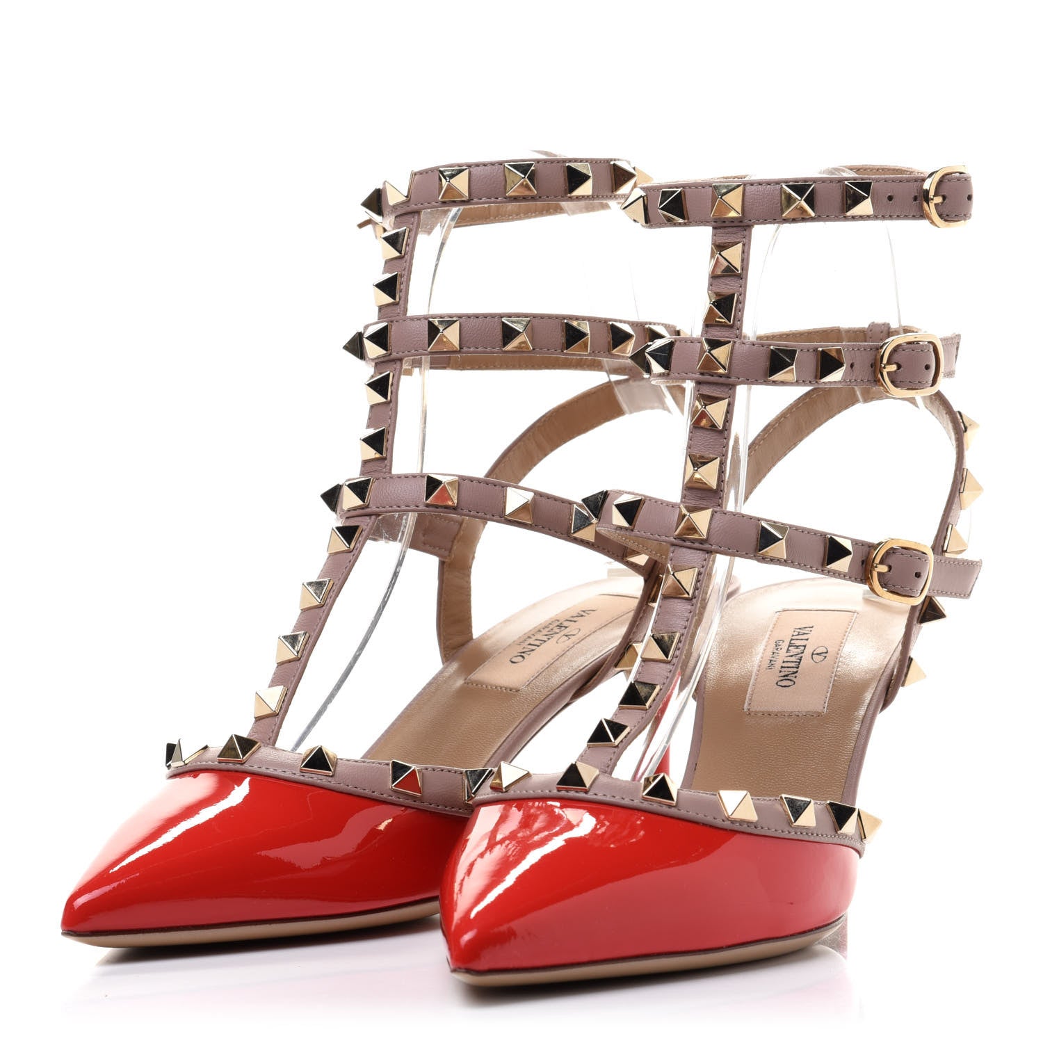 Valentino Garavani Patent Rockstud Ankle Strap 65mm Pumps 37 Deep Orange Poudre 3 of 9