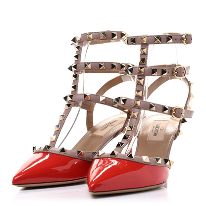 Valentino Garavani Patent Rockstud Ankle Strap 65mm Pumps 37 Deep Orange Poudre 3 of 9