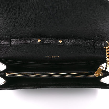 Saint Laurent SAINT LAURENT Grain De Poudre Mixed Matelasse Triquilt Monogram Chain Wallet Black 4 of 10