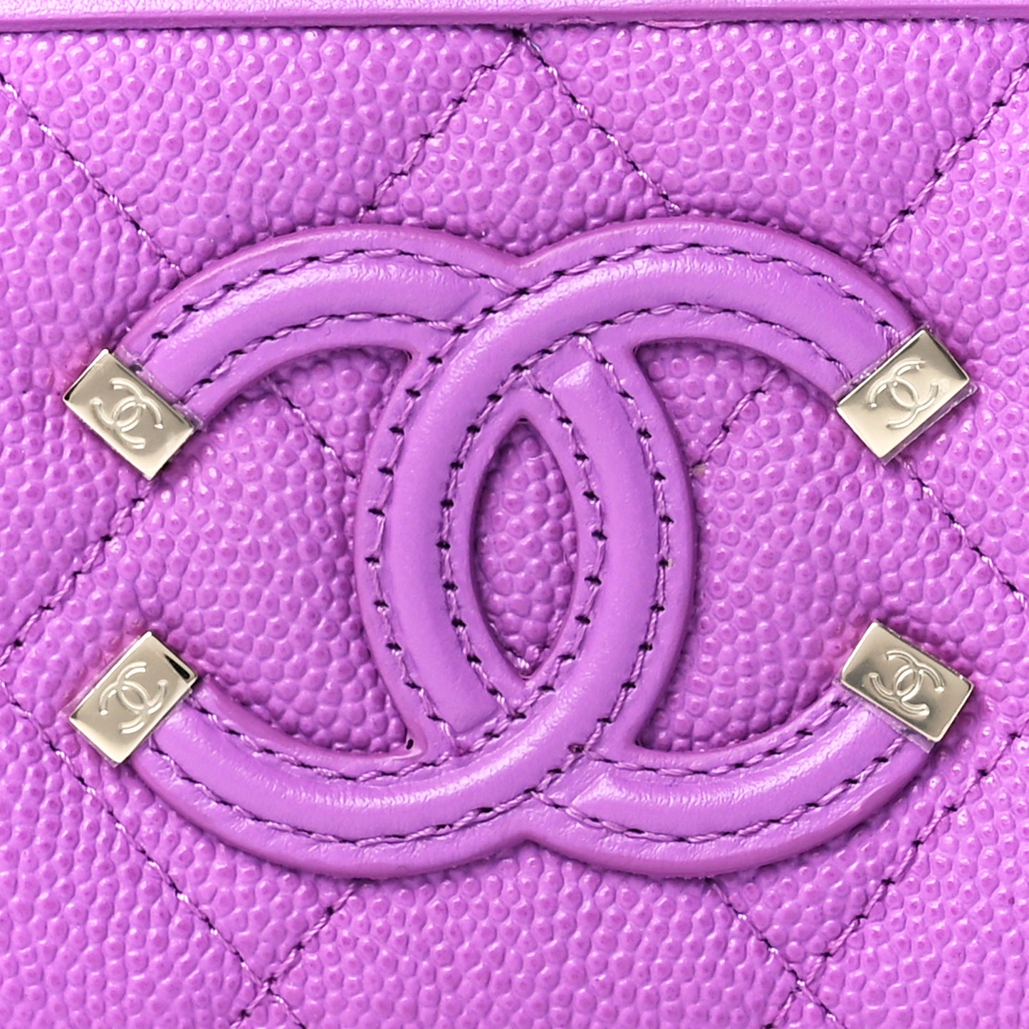 Caviar Quilted Filigree Coin Purse Purple
