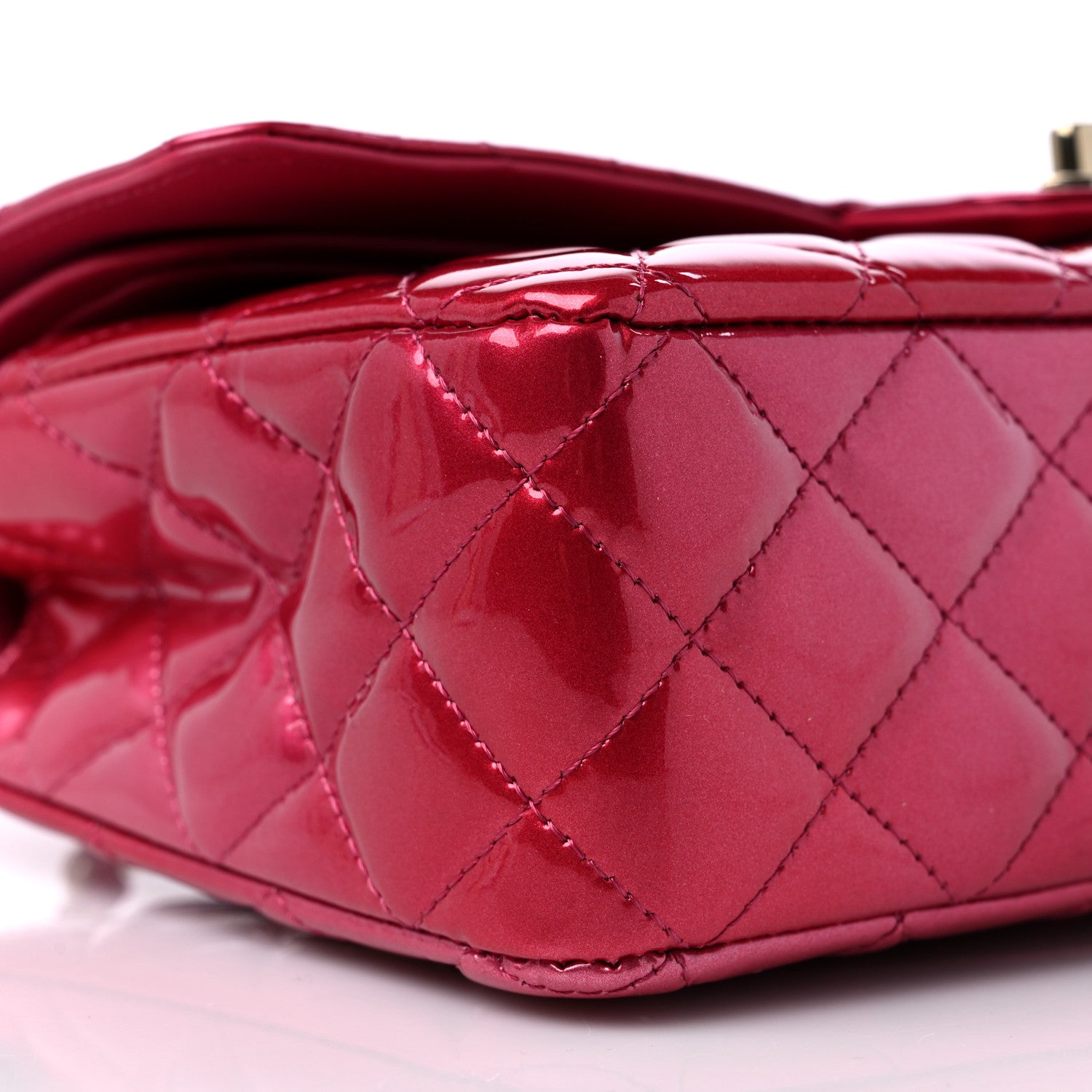 Chanel Shaded Patent Calfskin Quilted Medium Double Flap Dark Pink 8 of 10
