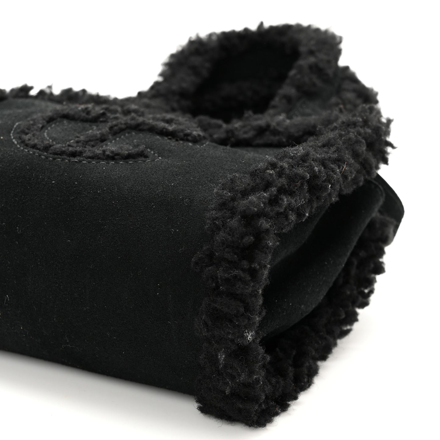 X UGG Suede Shearling Small Shopping Bag Black