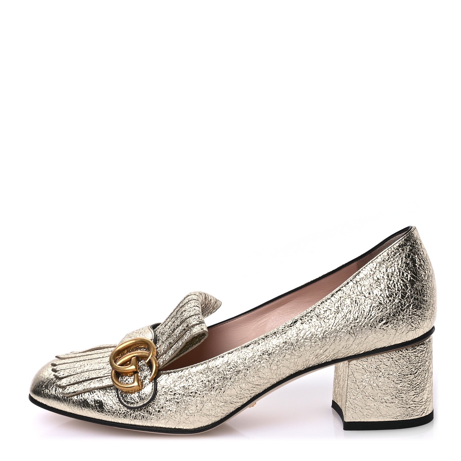 Gucci Galassia GG Marmont Fringe 50mm Loafer Pumps 41 Platino 1 of 9
