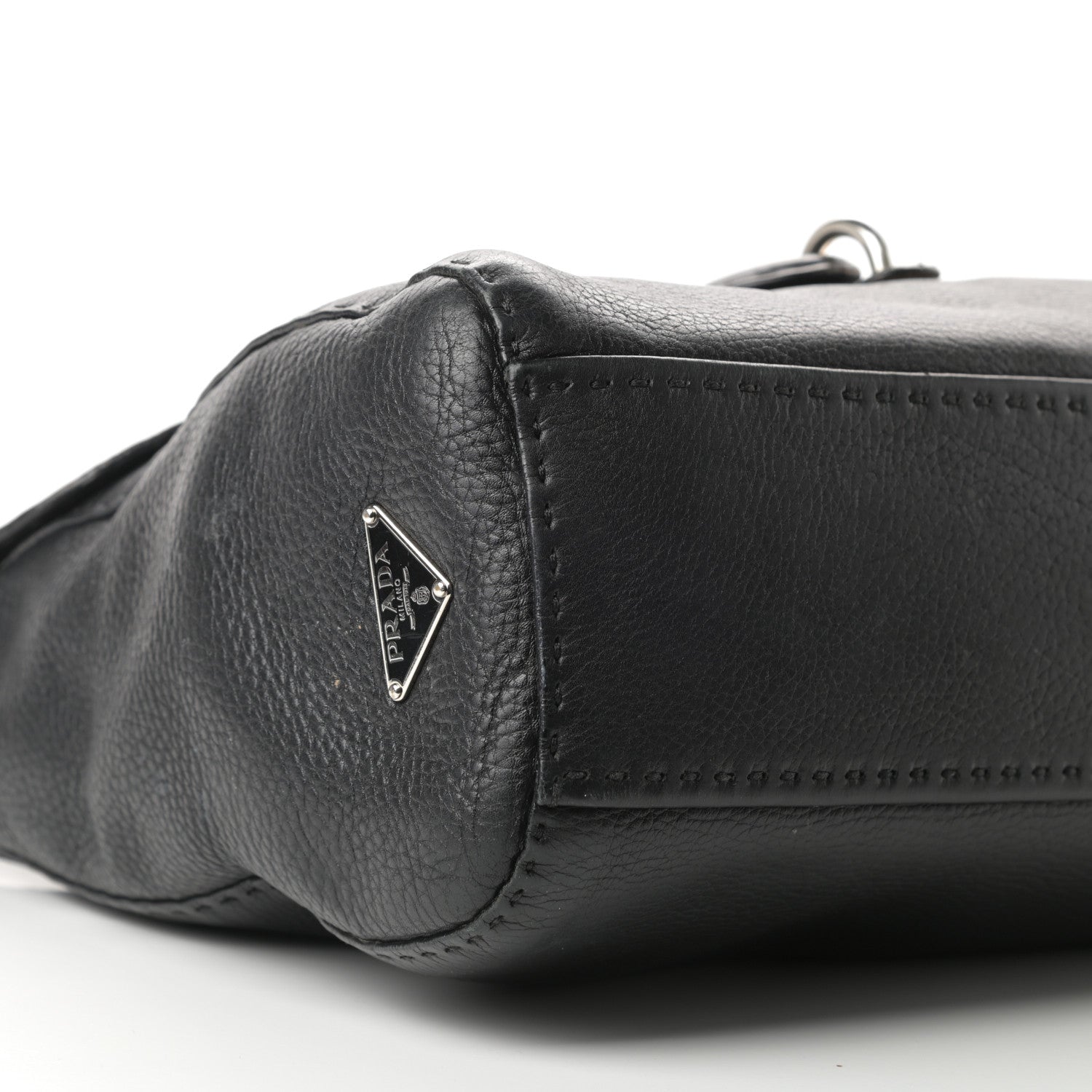 Prada Vitello Daino Shoulder Flap Bag Black 9 of 15