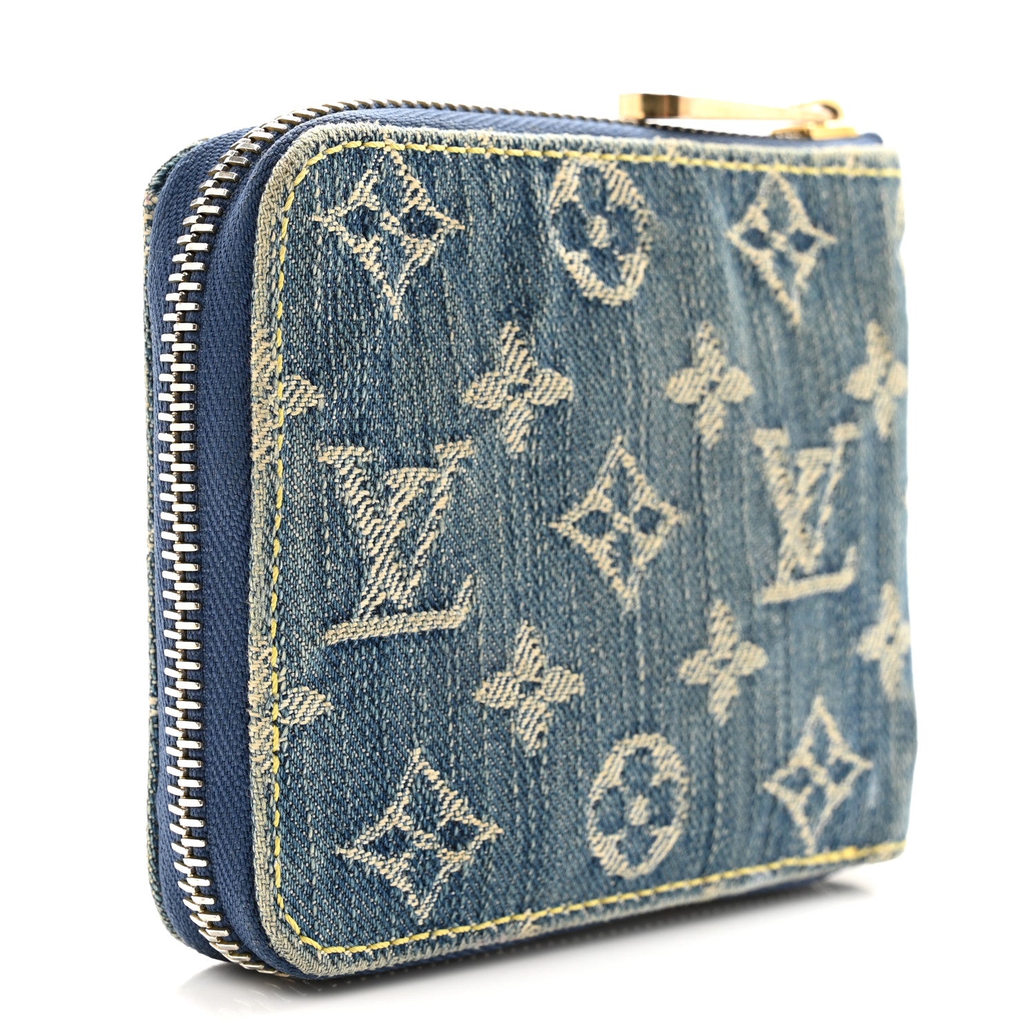 Louis Vuitton LOUIS VUITTON Denim Zip Compact Wallet Blue 3 of 11