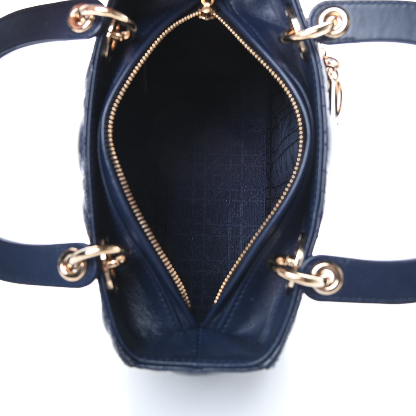 Lambskin Cannage Medium Lady Dior Navy Blue