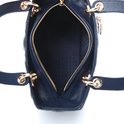 Christian Dior Lambskin Cannage Medium Lady Dior Navy Blue 5 of 10