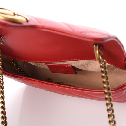 Gucci Calfskin Matelasse Super Mini GG Marmont Shoulder Bag Hibiscus Red 6 of 9