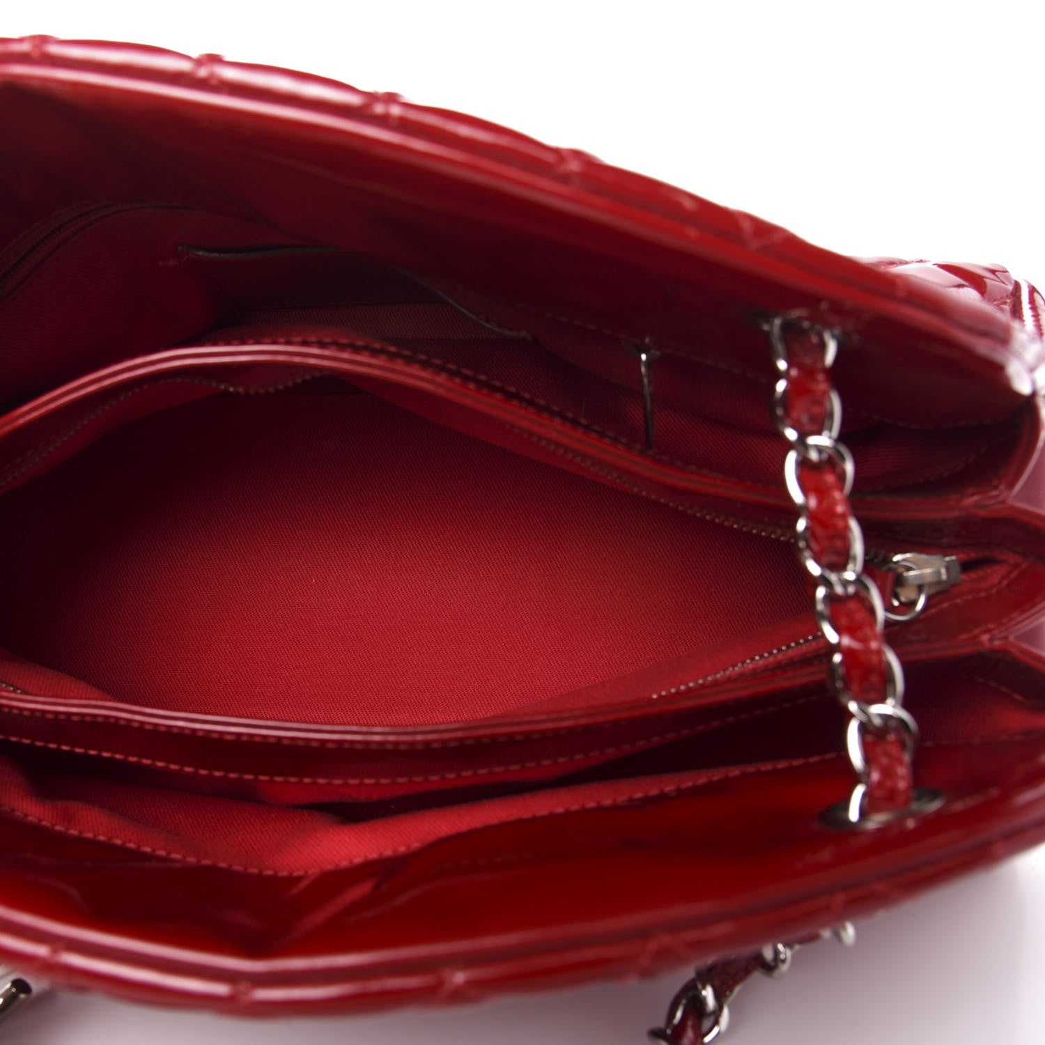 Chanel Patent Quilted Medium Just Mademoiselle Bowling Bag Red 5 of 16