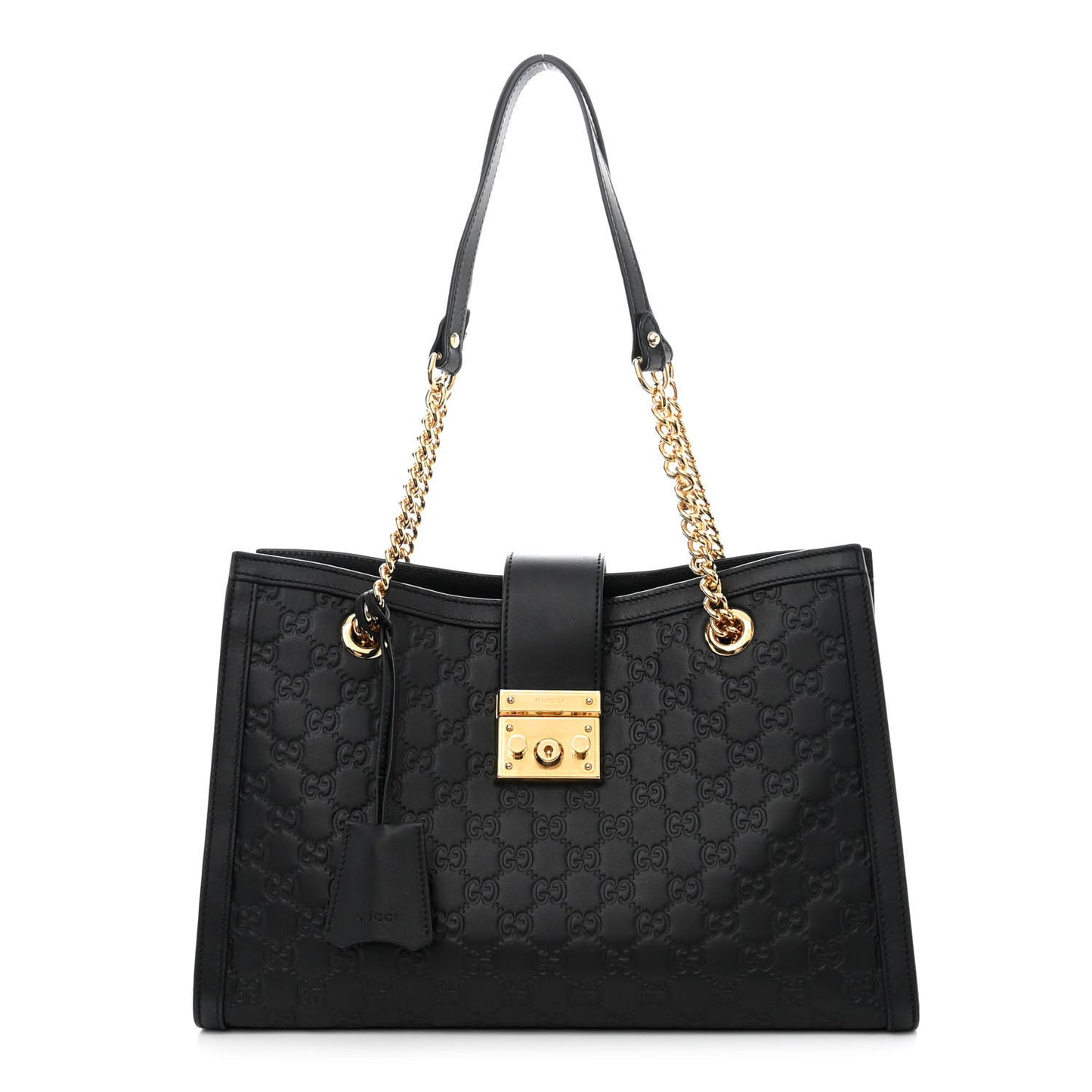 Guccissima Medium Padlock Tote Black