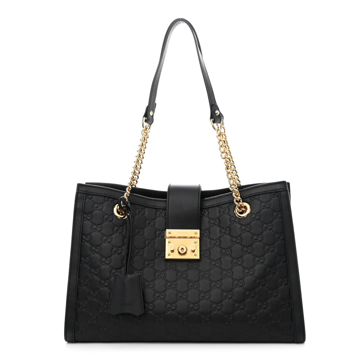 Gucci Guccissima Medium Padlock Tote Black 1 of 11
