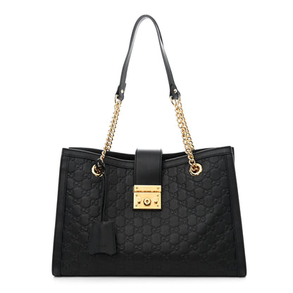 Gucci Guccissima Medium Padlock Tote Black 1 of 11