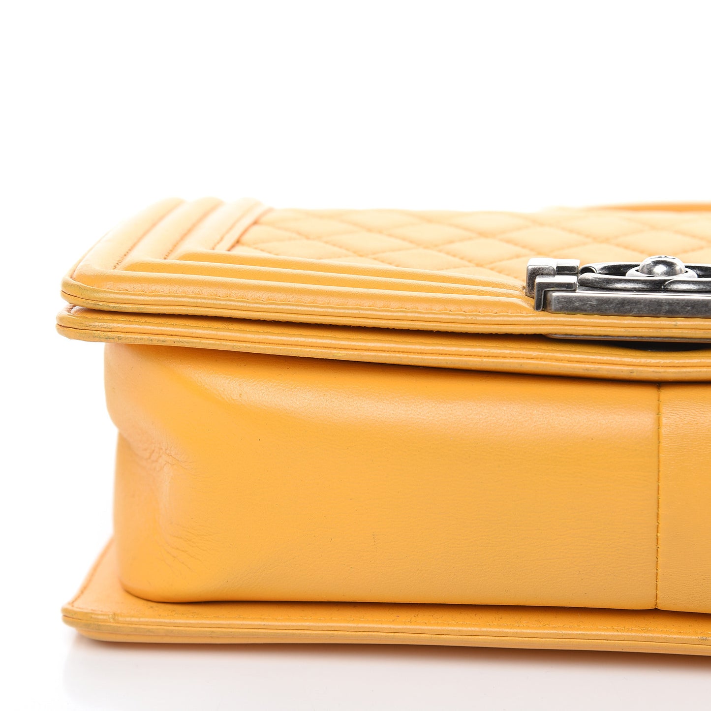 Lambskin Quilted Medium Boy Flap Yellow