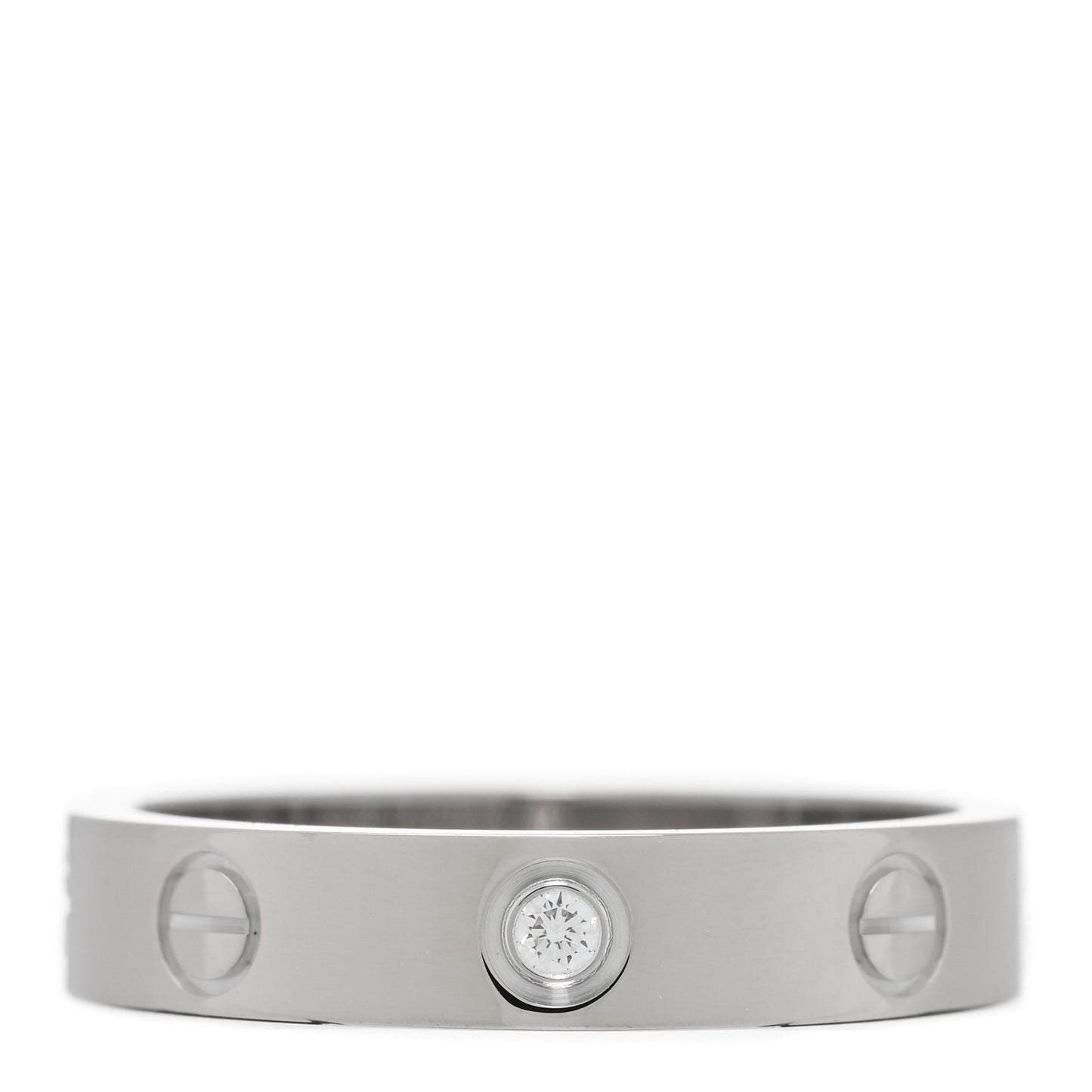 18K White Gold Diamond 4mm LOVE Wedding Band Ring 54 6.75