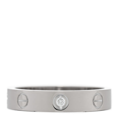 Cartier 18K White Gold Diamond 4mm LOVE Wedding Band Ring 54 6.75 1 of 4