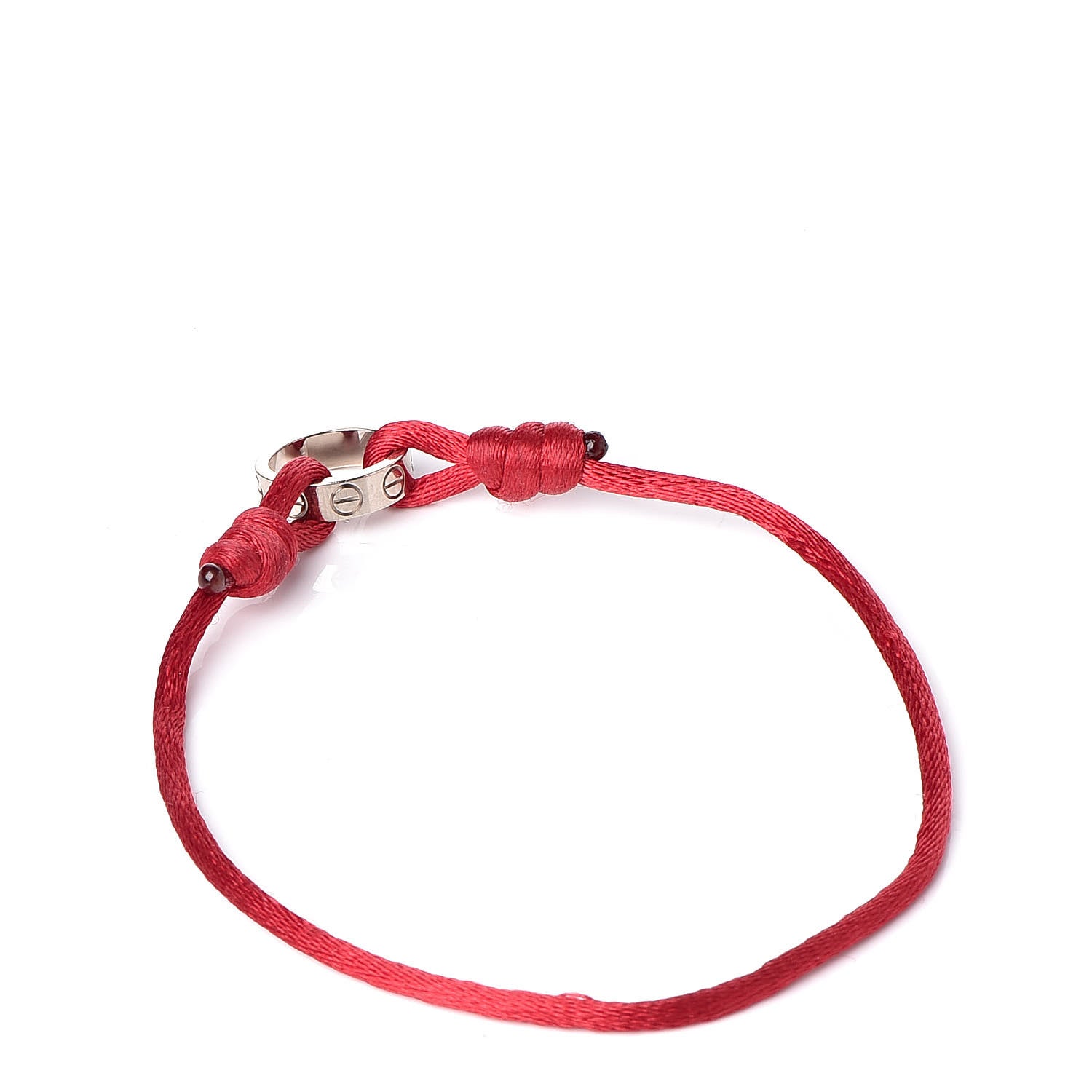 Cartier 18K White Gold Charity LOVE Adjustable Cord Bracelet Red 3 of 6