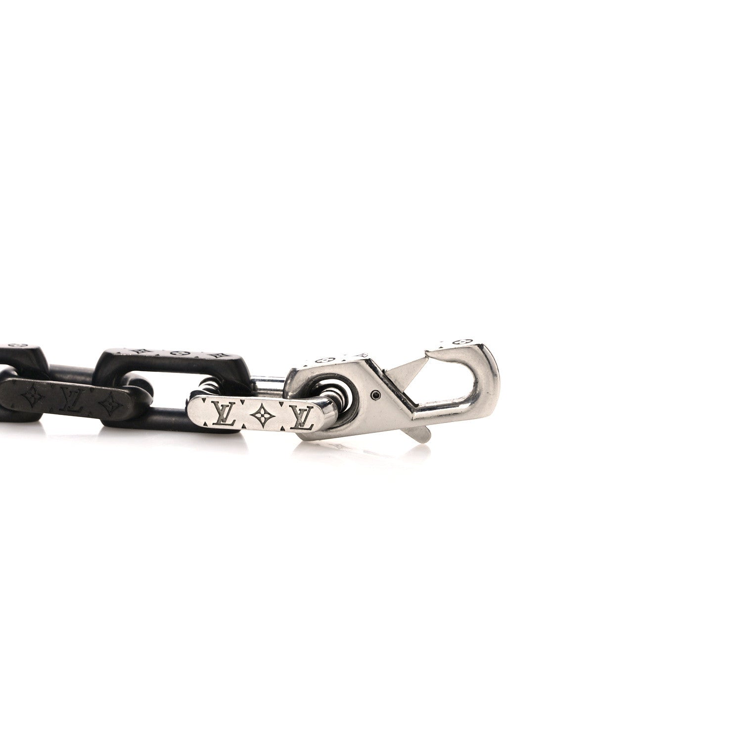 Louis Vuitton Metal Monogram Chain Bracelet Silver Black 4 of 5