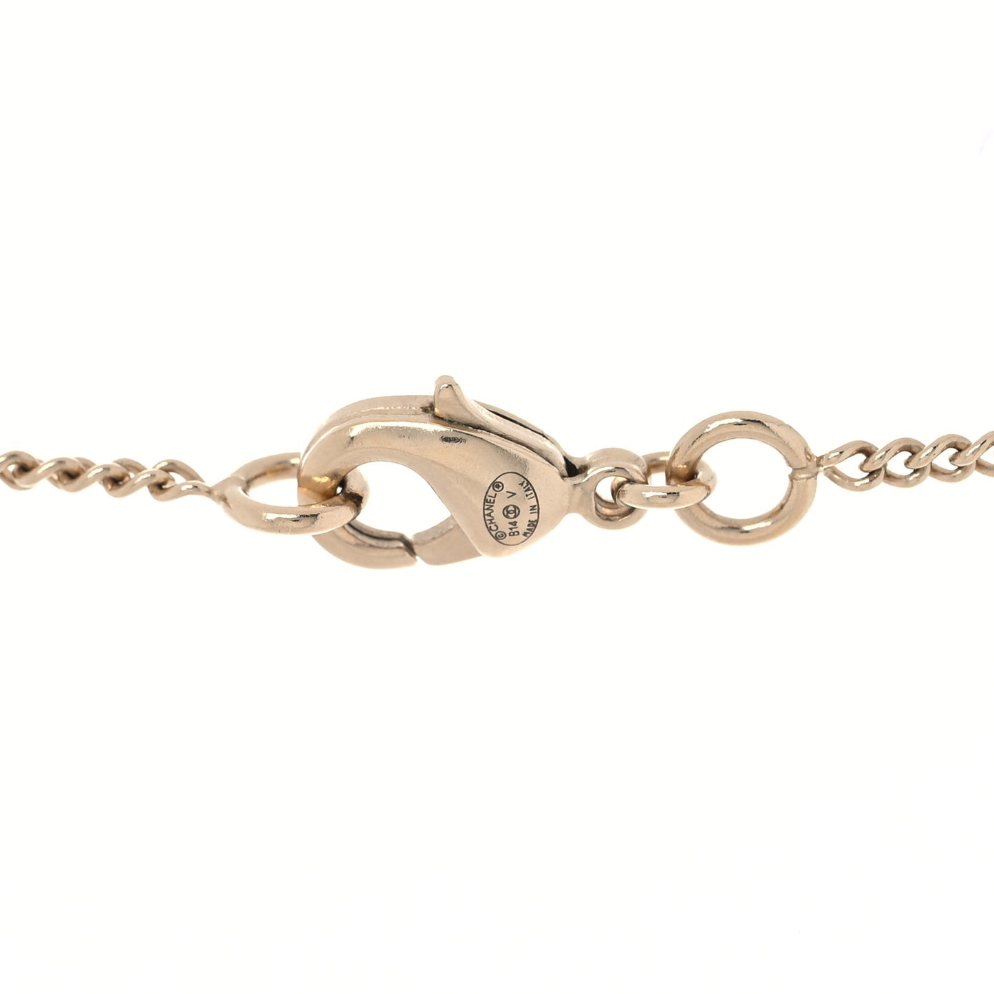 Enamel Pearl CC Baroque Drop Necklace Black Gold