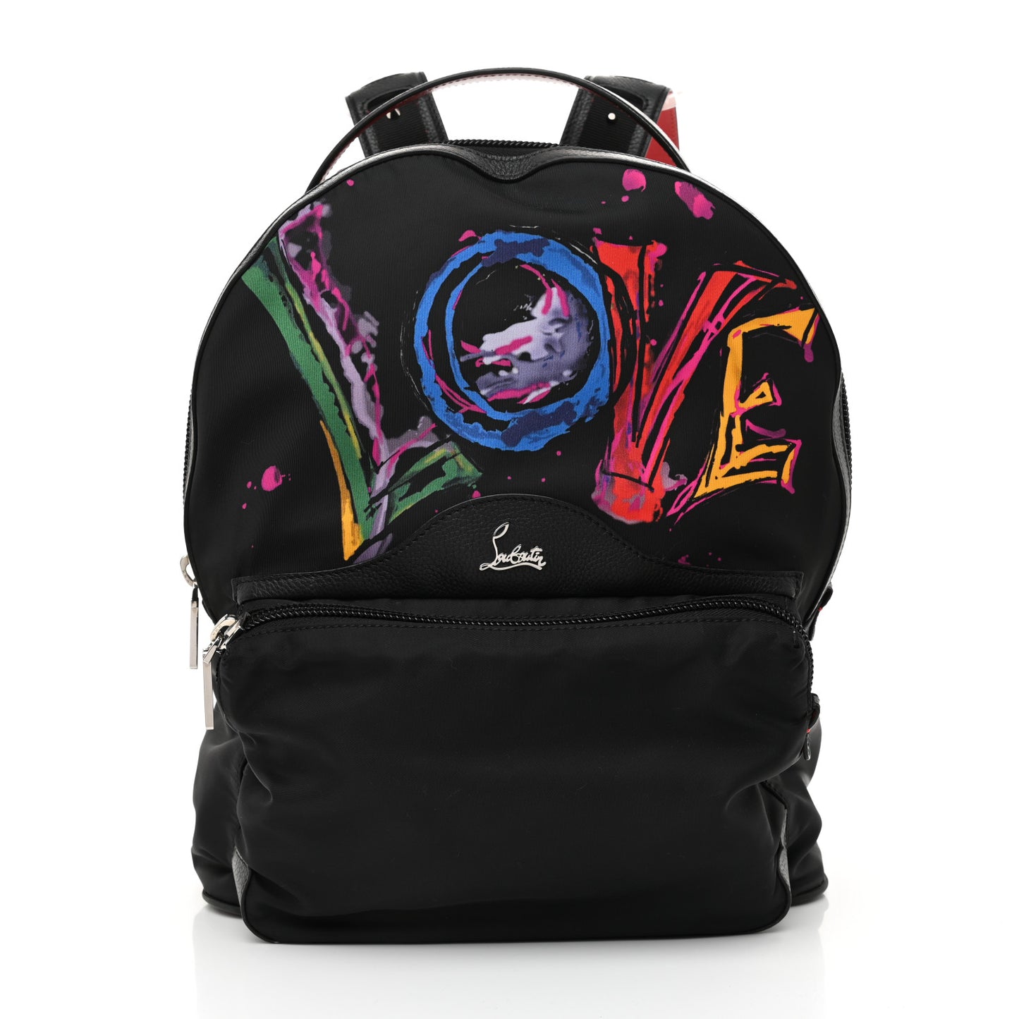 Nylon Calfskin Love Small Backloubi Backpack Black