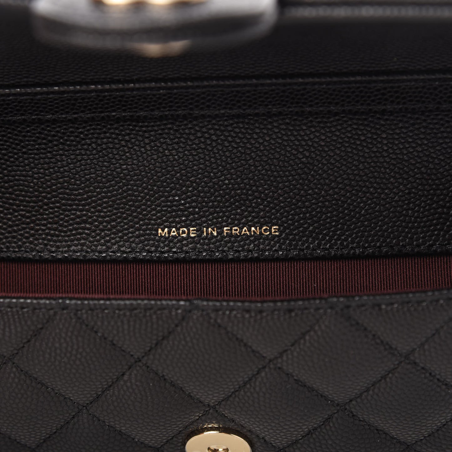 Caviar Quilted Glasses Case With Chain Black