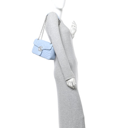 Gucci Lambskin Matelasse Medium GG Marmont Shoulder Bag Light Blue 2 of 11