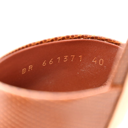 Saint Laurent Lizard Embossed Calfskin Scandale Sandals 40 Cognac 9 of 11