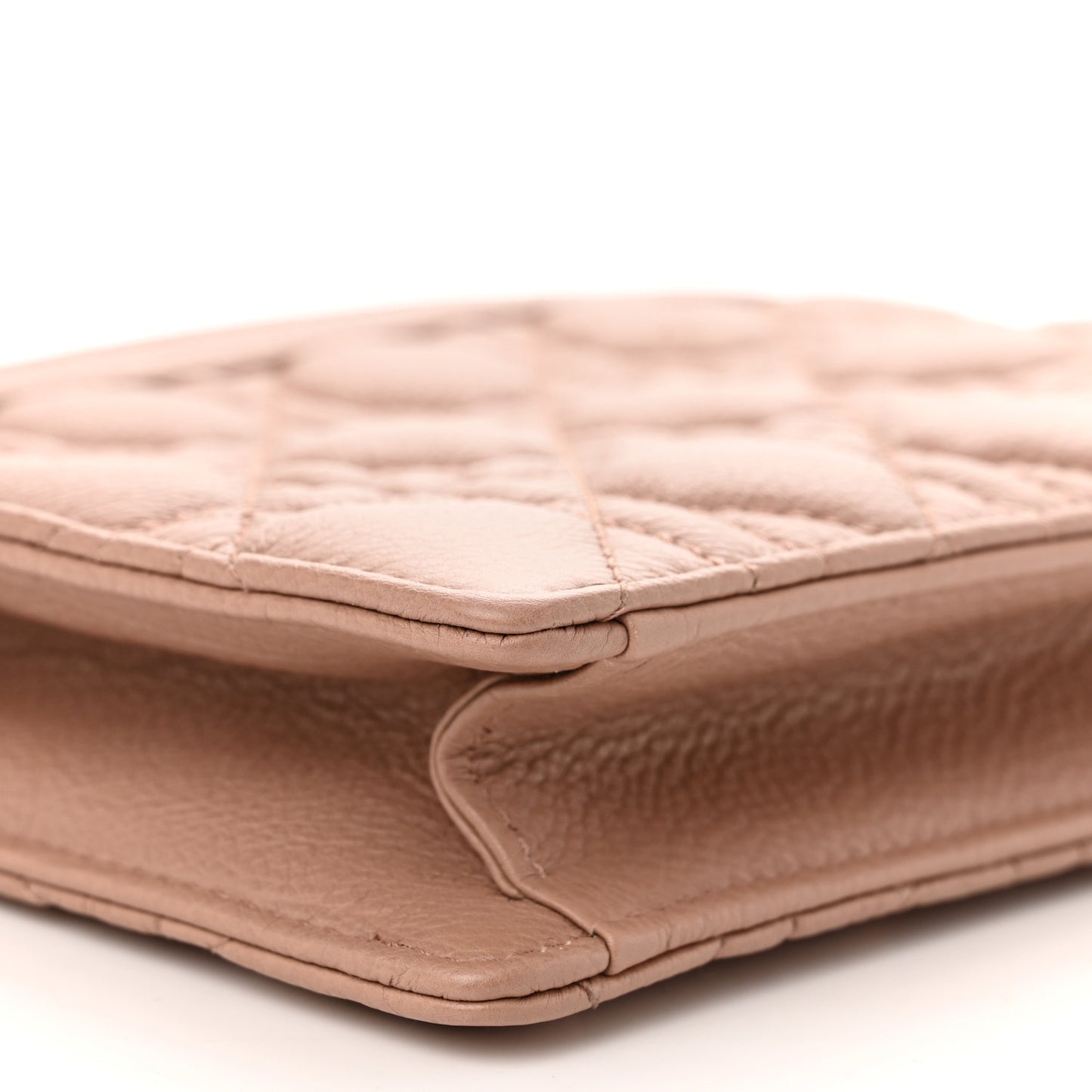 Calfskin Cannage Caro Zipped Pouch With Chain Fard