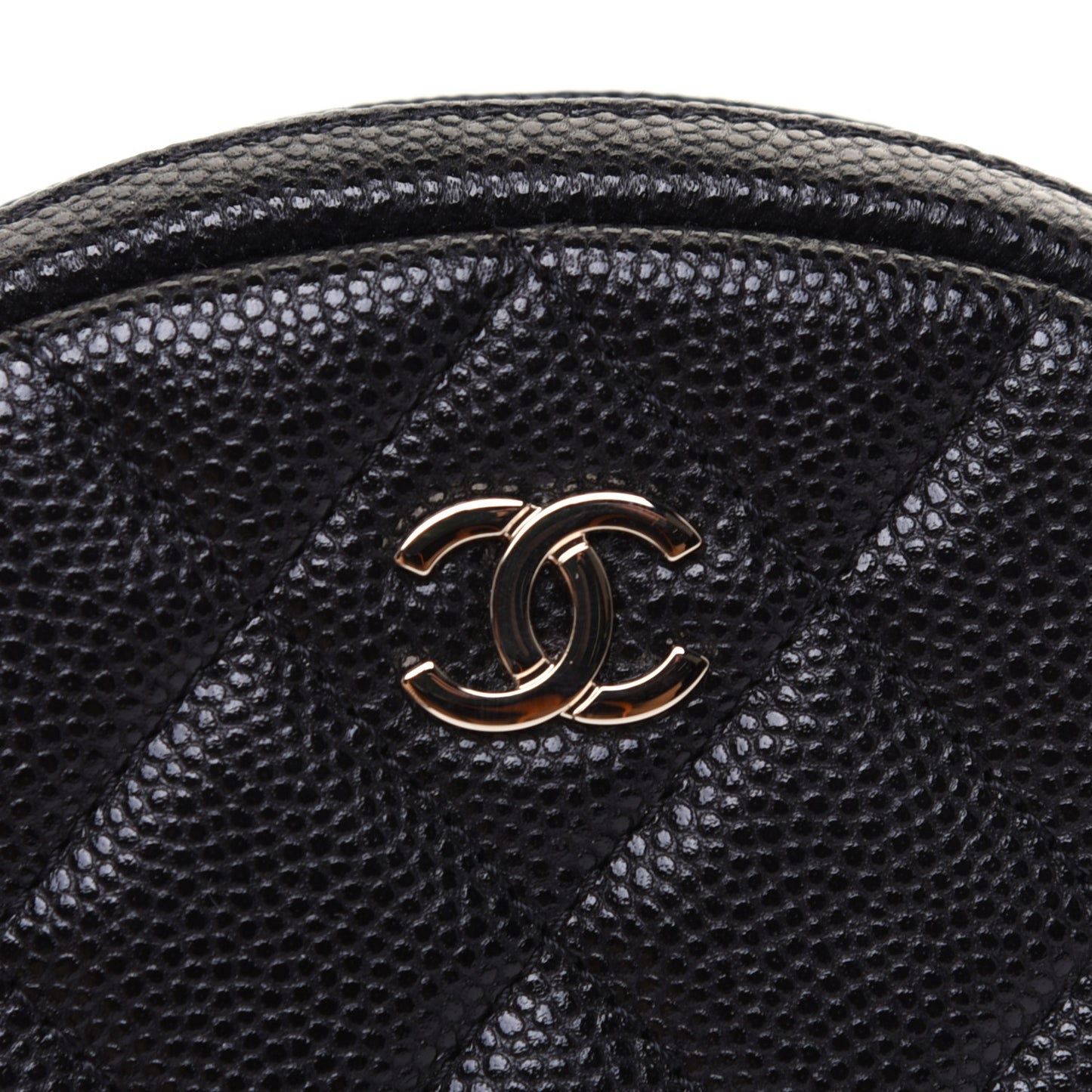 Caviar Quilted Zip Around Classic Coin Purse Black