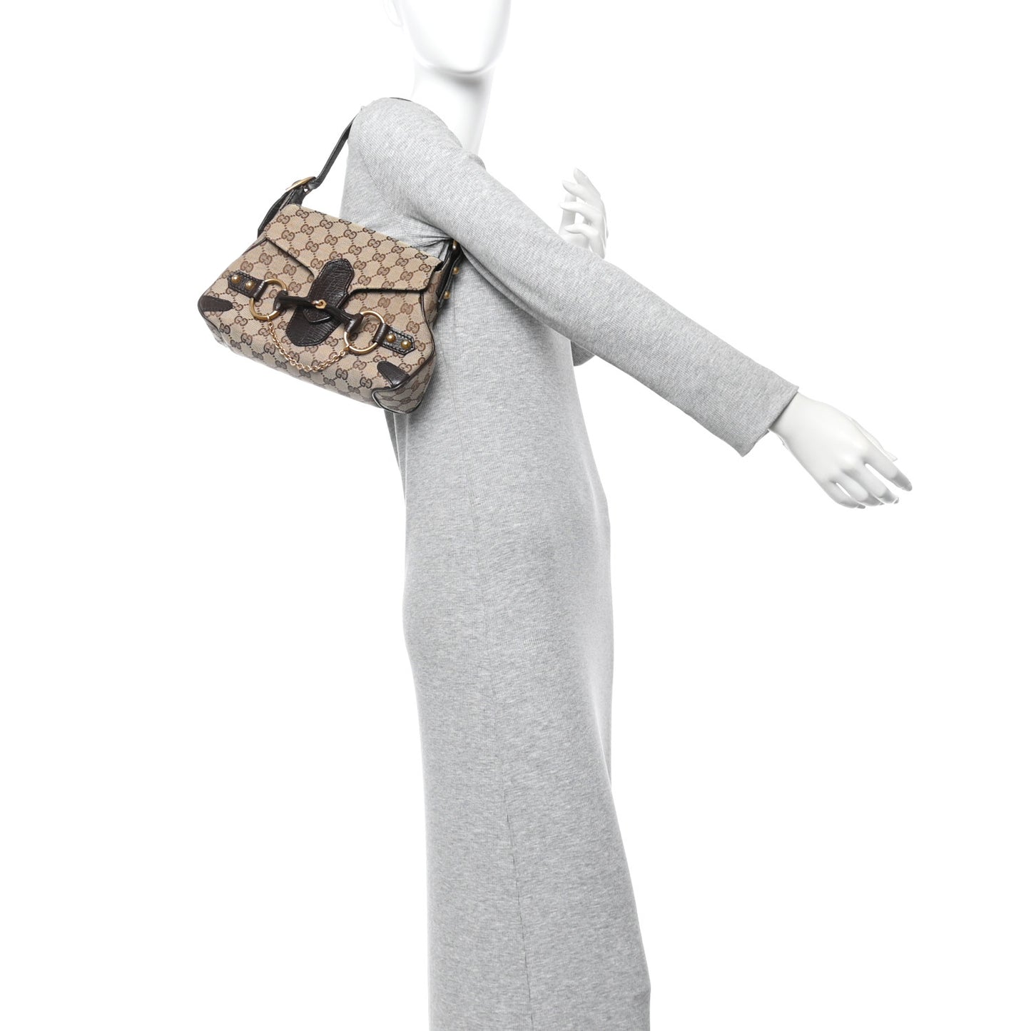 Monogram Horsebit Chain Flap Shoulder Bag Brown