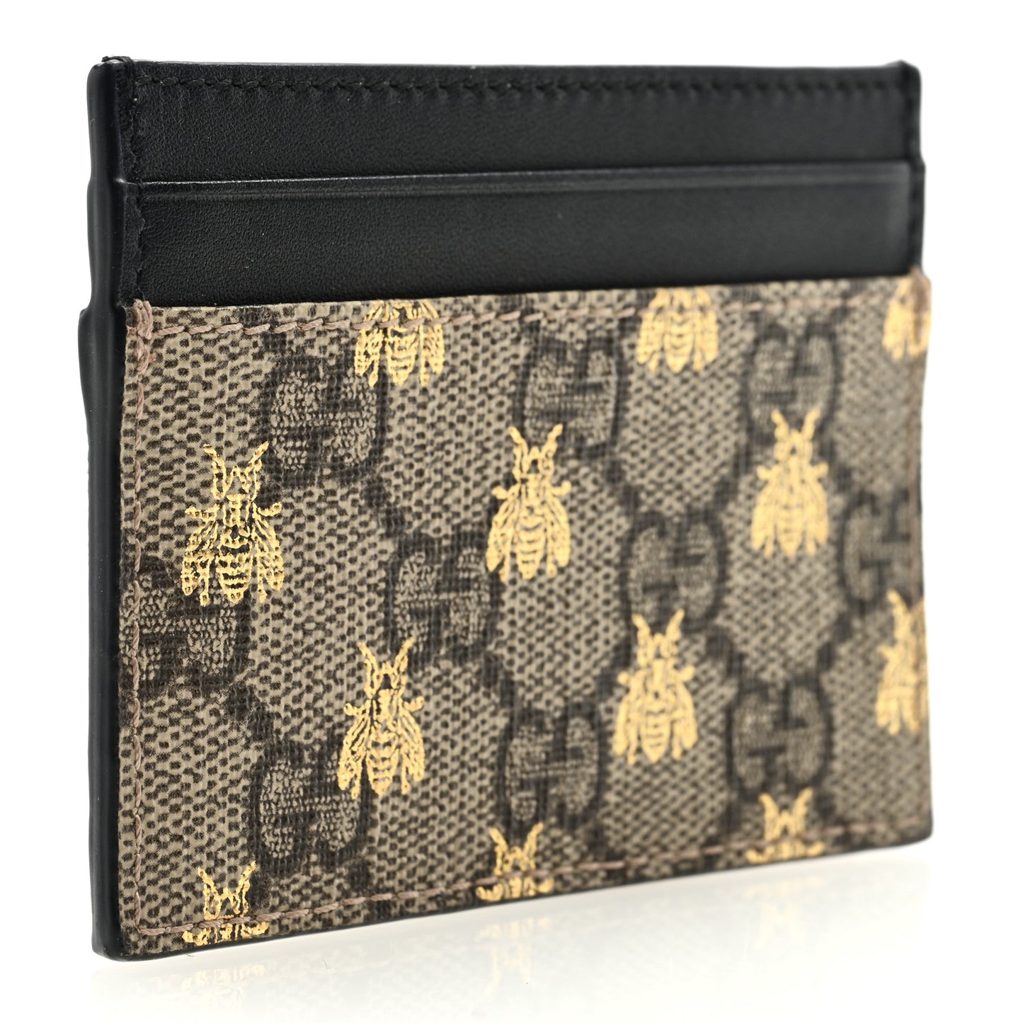 GG Supreme Monogram Bees Card Holder Black