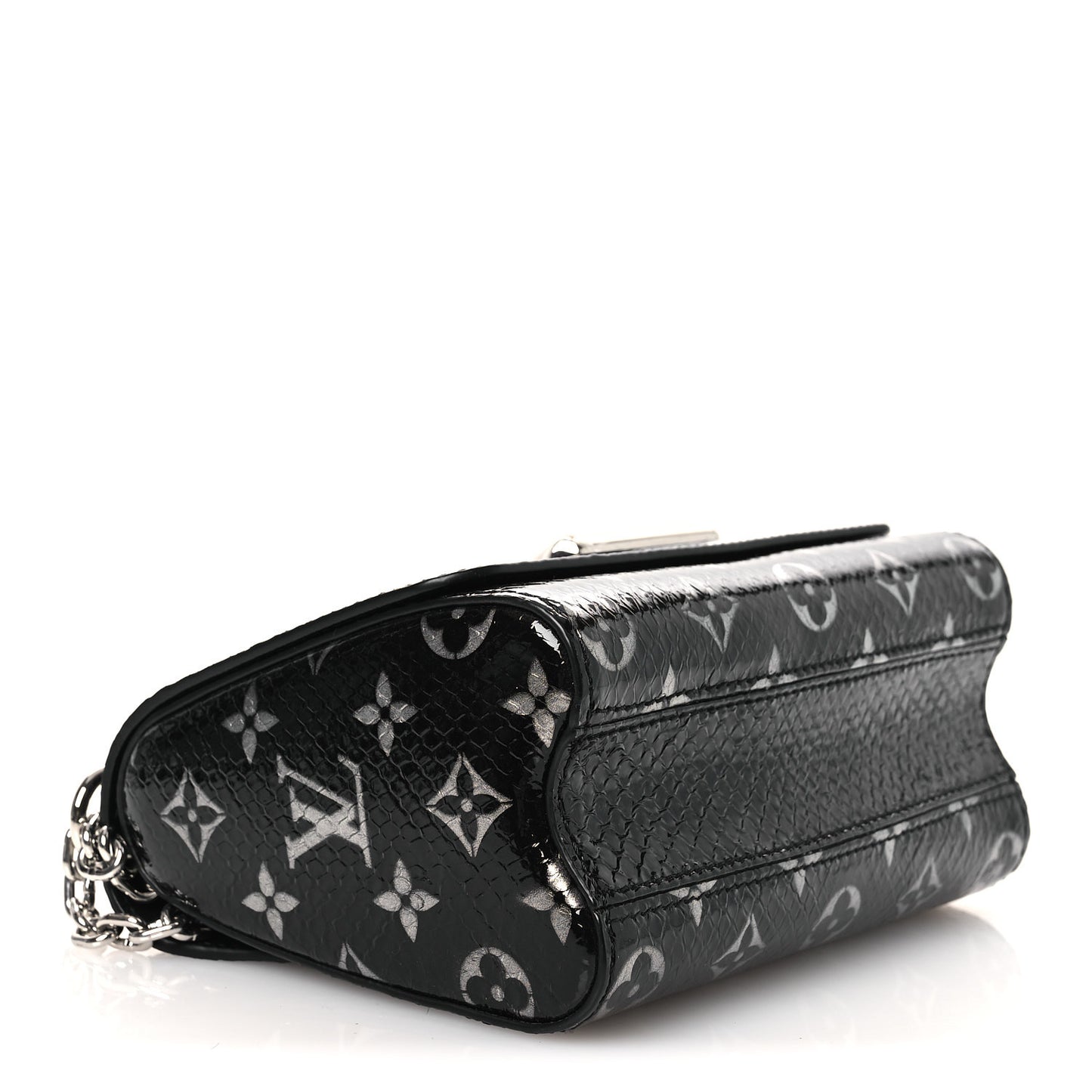 Snakeskin Monogram Twist Shoulder Bag PM Black