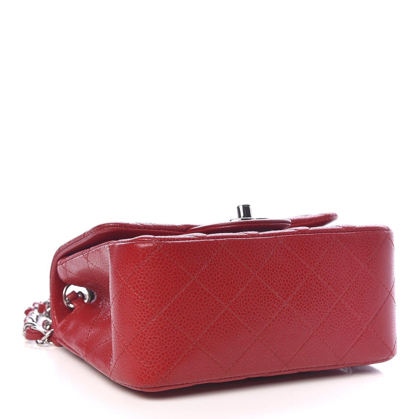 Caviar Quilted Mini Square Flap Red