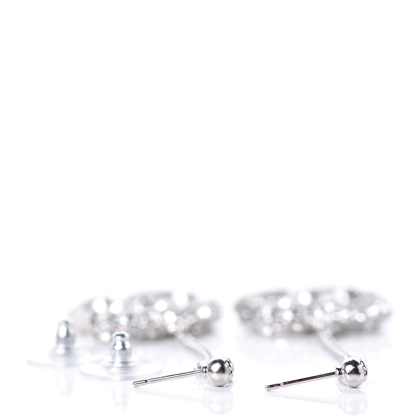 Baguette Crystal CC Dangle Earrings Silver