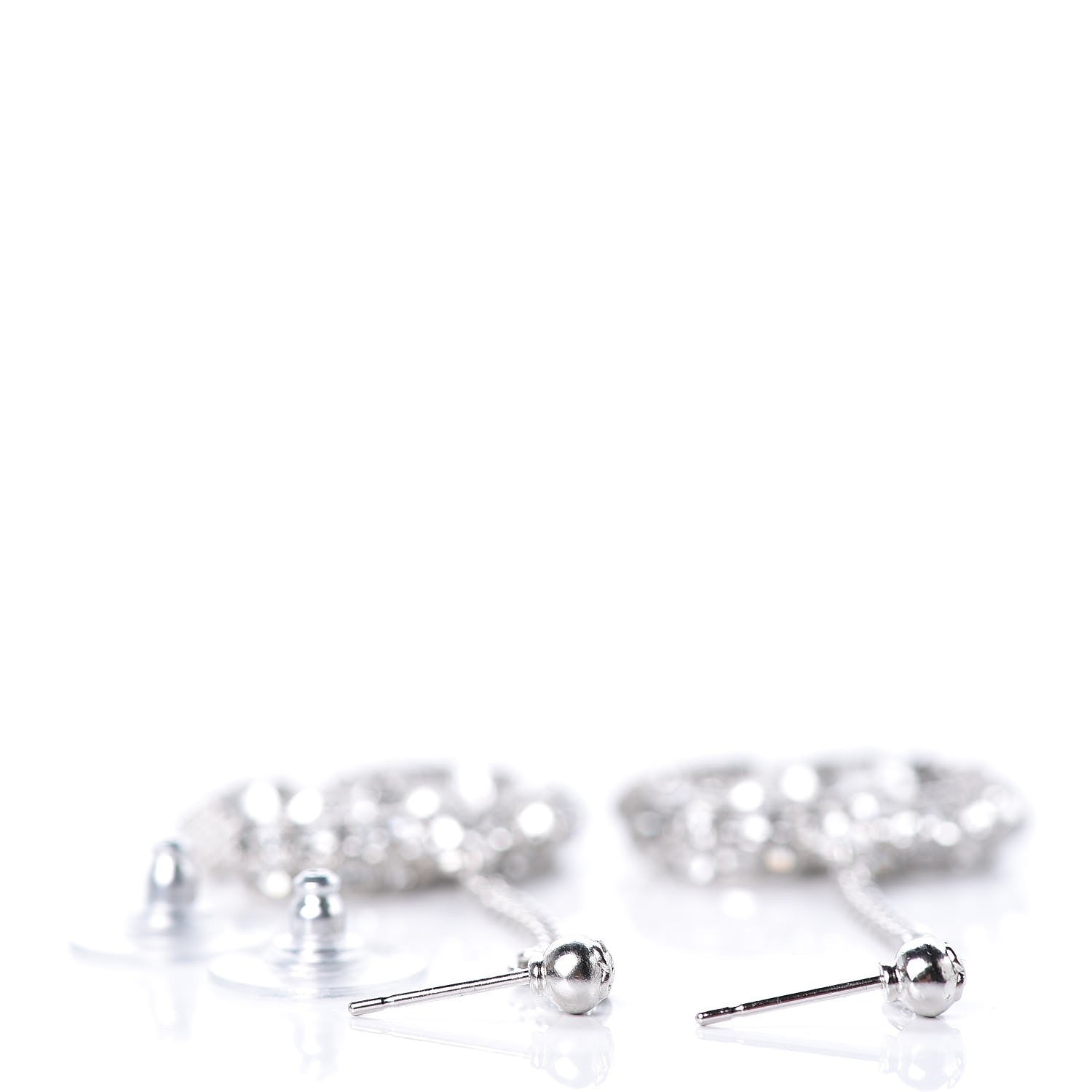 Chanel Baguette Crystal CC Dangle Earrings Silver 3 of 4