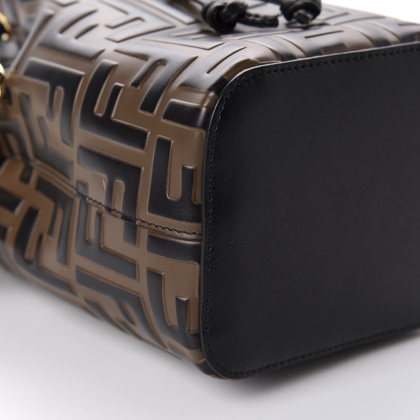 Vitello Liberty F is Fendi Bi-Color FF 1974 Embossed Mini Mon Tresor Bucket Bag Maya Black