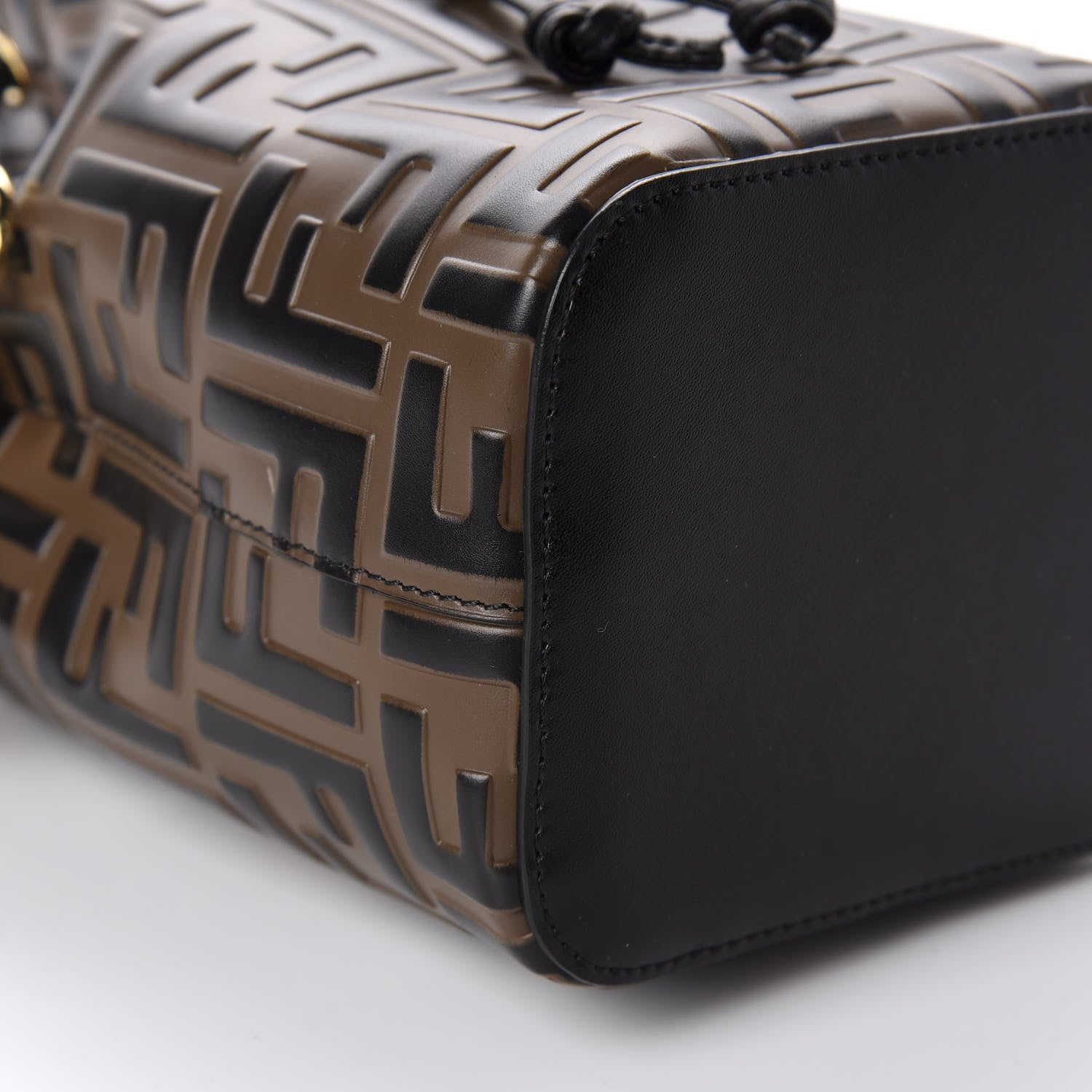 Fendi Vitello Liberty F is Fendi Bi-Color FF 1974 Embossed Mini Mon Tresor Bucket Bag Maya Black 7 of 11