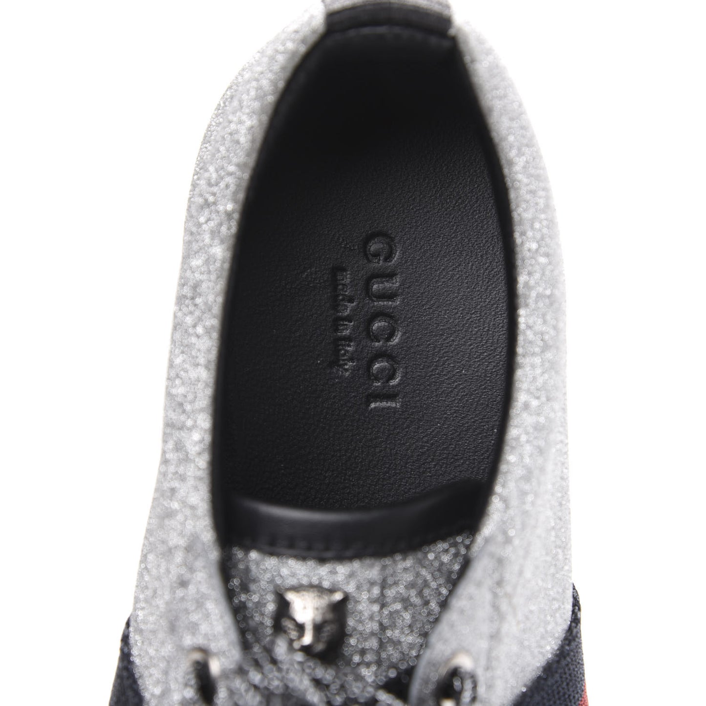 Glitter Fabric Studded Web Womens Sneakers 36.5 Silver