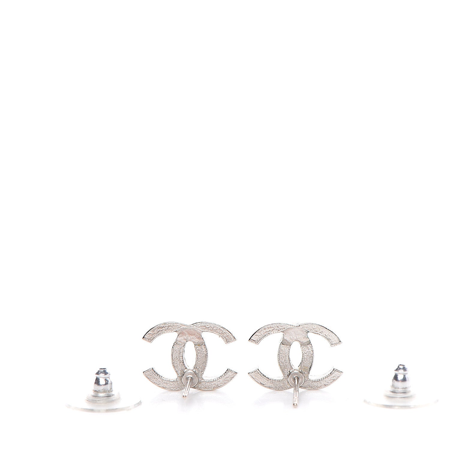 Chanel Crystal CC Moon Earrings Silver 3 of 4