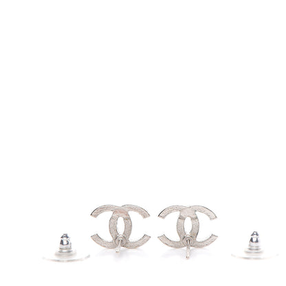 Chanel Crystal CC Moon Earrings Silver 3 of 4