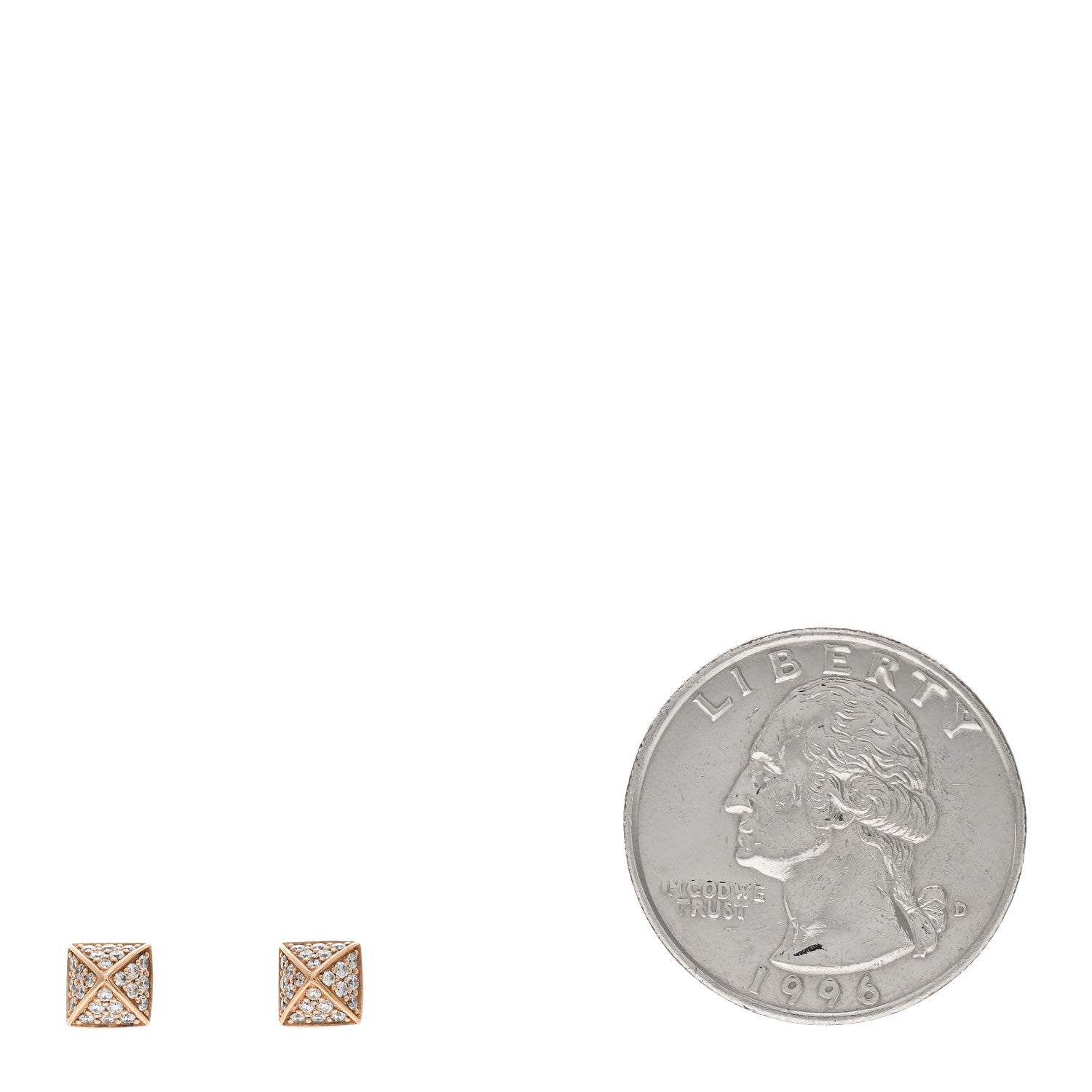 Hermes 18K Rose Gold Diamond Clou d'H Stud Earrings 2 of 5