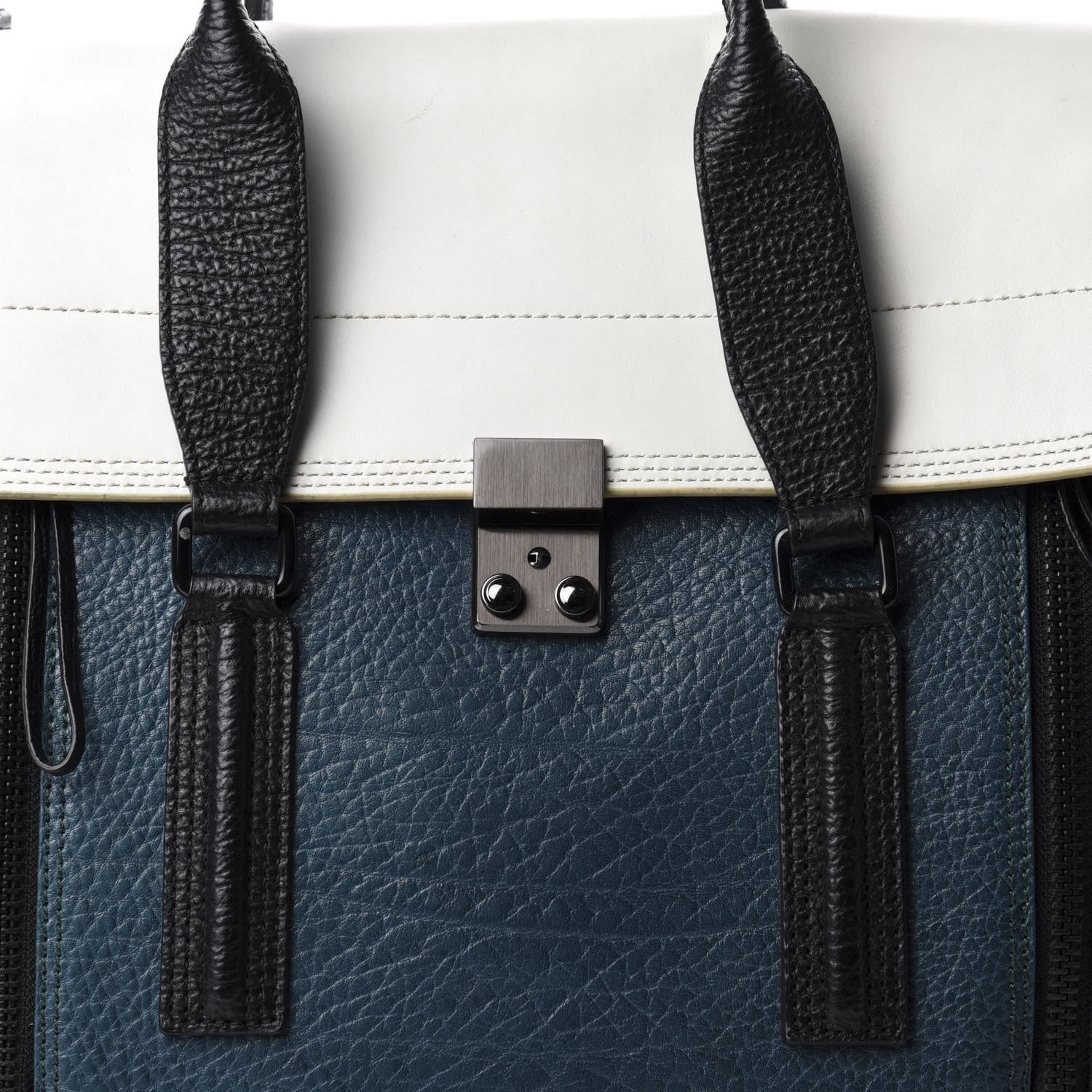 3.1 Phillip Lim 3.1 Textured Calfskin Colorblock Large Pashli Satchel Dark Teal 9 of 9