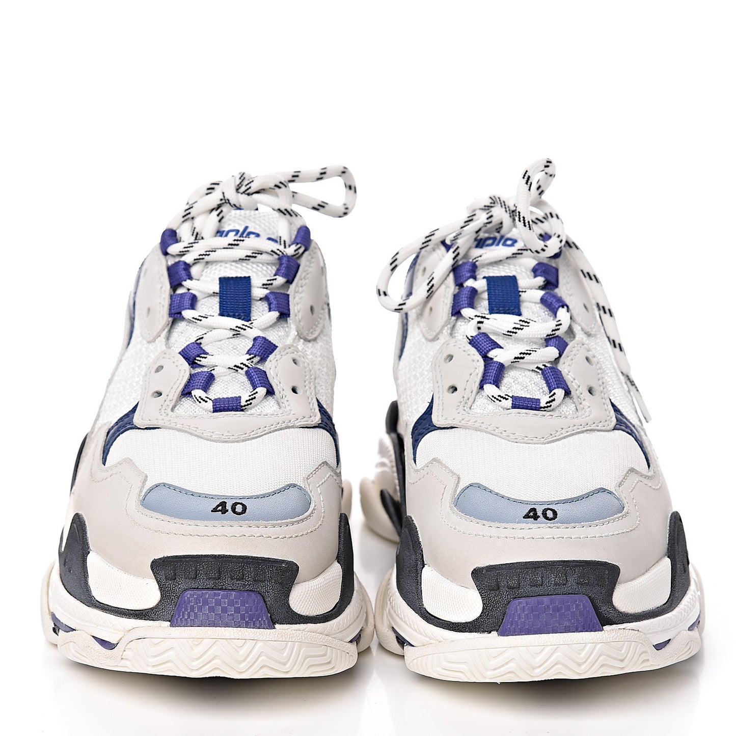 Mesh Nubuck Womens Triple S Sneakers 40 White Bleu Violet